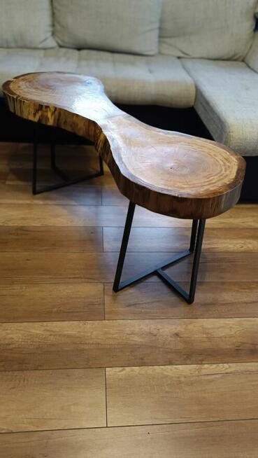 Duży stolik dębowy kawowy lite drewno dąb plaster dębu loft