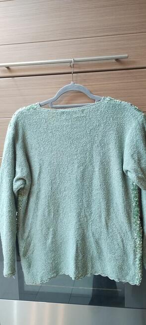 Ładny, oryginalny sweter koloru turkusowego – rozmiar L