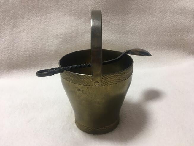 Cukiernica mosiężna mosiądz i łyżeczka