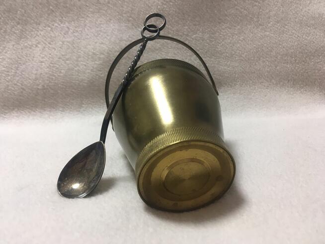 Cukiernica mosiężna mosiądz i łyżeczka