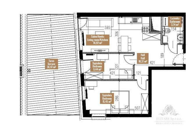 Apartament 3pok. z dużym tarasem/600m od Rynku!