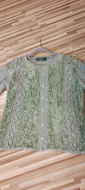 Ładny, oryginalny sweter koloru turkusowego – rozmiar L