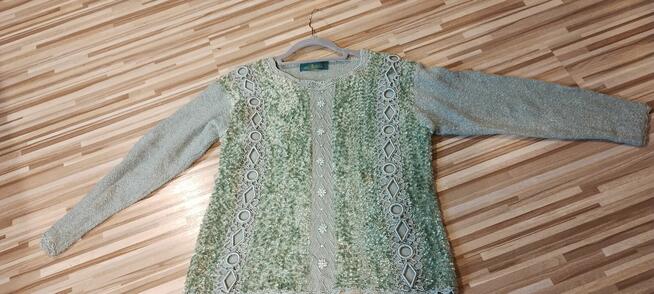 Ładny, oryginalny sweter koloru turkusowego – rozmiar L