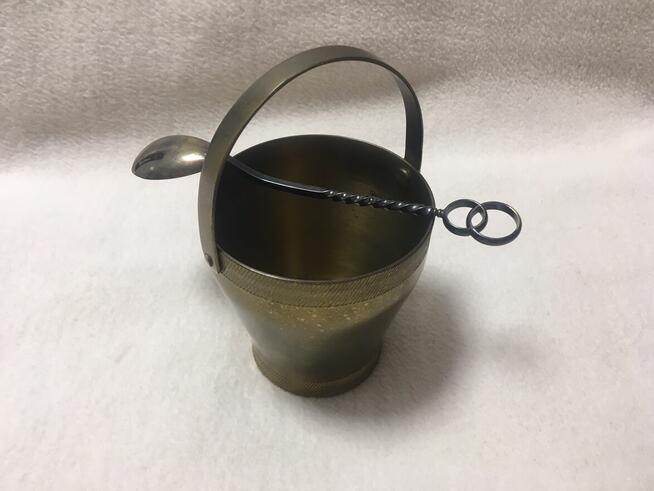 Cukiernica mosiężna mosiądz i łyżeczka