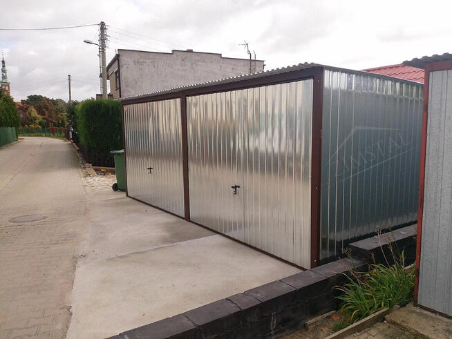 Garaż blaszany 6x5 bramy uchylne