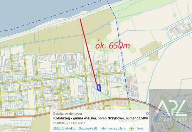 Działka budowlana Grzybowo gm. Kołobrzeg, Nadmorska