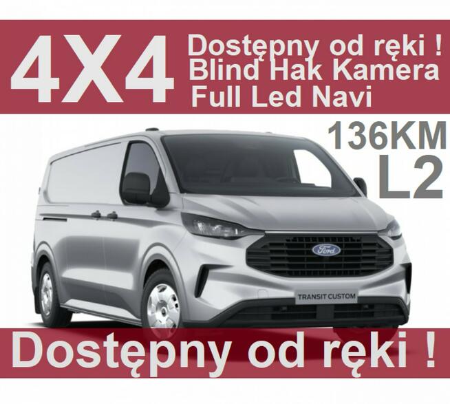 Ford Transit Custom 4X4 L2 Automat 136KM  Hak Blind Full Led Super Cena Od ręki ! 2319zł