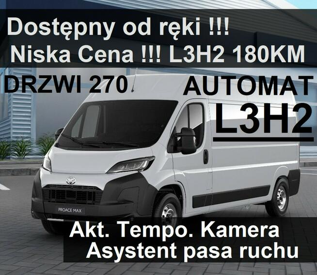 Nowa ProAce Max L3H2 Automat 180KM Drzwi 270 Od ręki 2197 zł