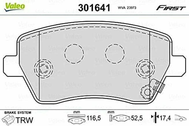301641 VALEO KLOCKI HAMULCOWE FIRST Citan Captur Clio Micra