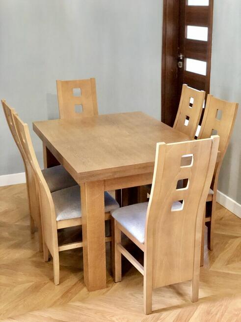 Ponadczasowy stół + krzesła z litego dębu. Pomieści 14 osób