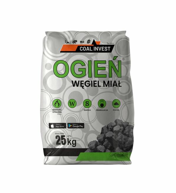 Węgiel Miał OGIEŃ 3-15 mm 23-25 MJ/kg 1000 kg