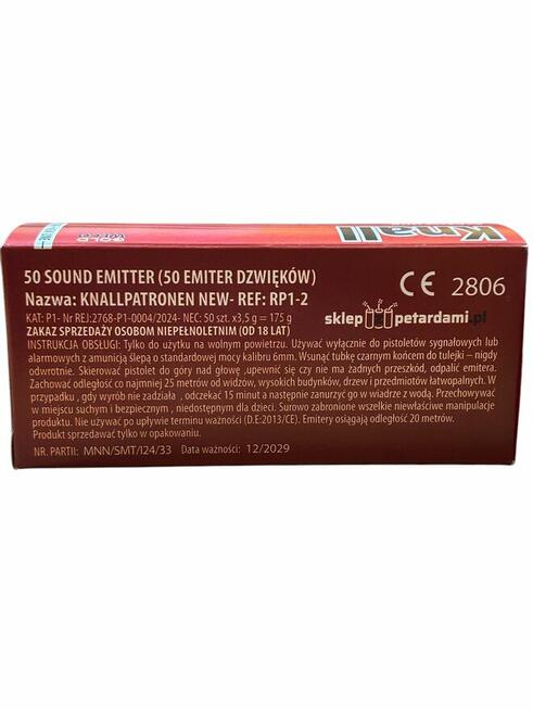 Race pistoletowe Hukowe KNALLPATRONEN RP1 GWR01 - 50 SZTUK