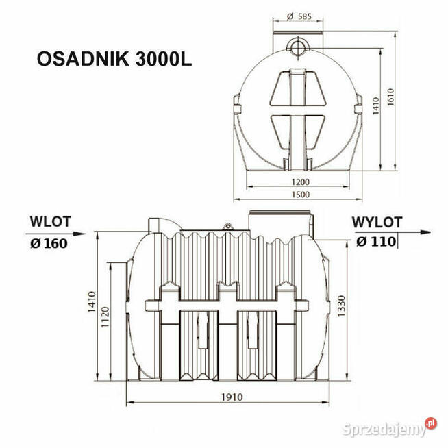 Osadnik gnilny 3000l, oczyszczalnia, szambo, deszczówka