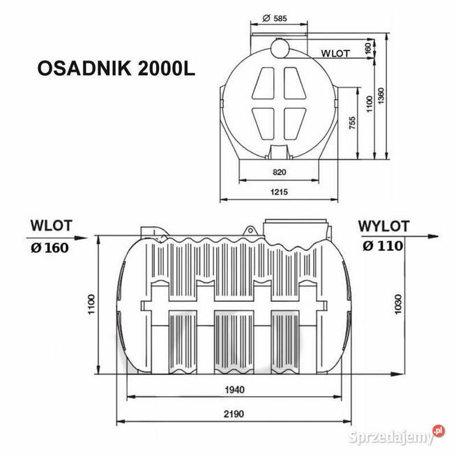 Osadnik gnilny 2000l, oczyszczalnia, szambo, deszczówka