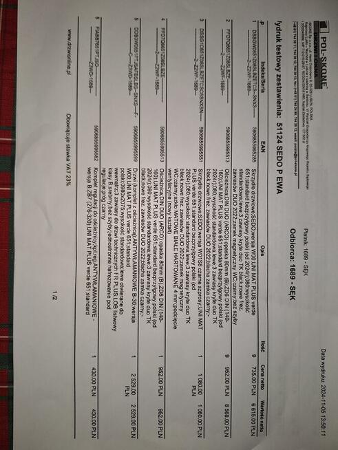 Drzwi wewnętrzne polskone sedo