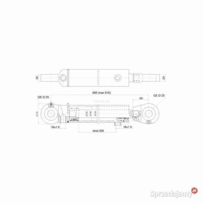 Siłownik Hydrauliczny Dwustronnego działania 350/560/22/40