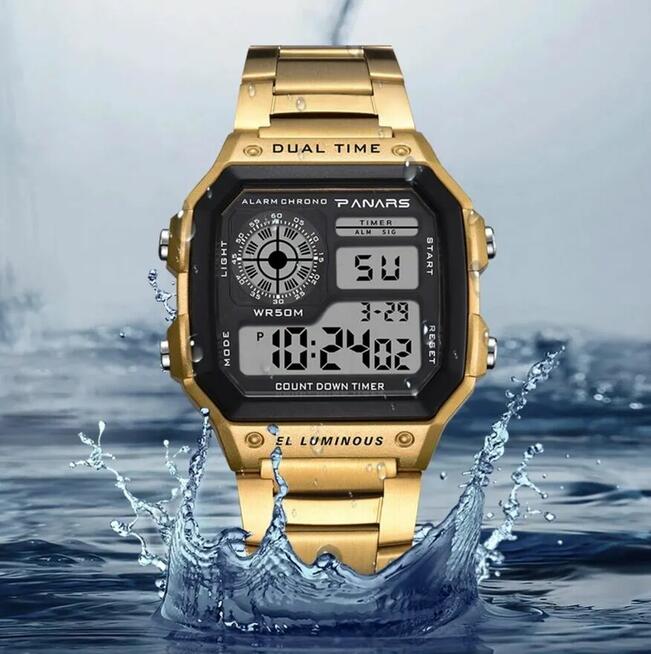 CASIO LED digital, sportowy, MILITARY, SWIMM zegarek