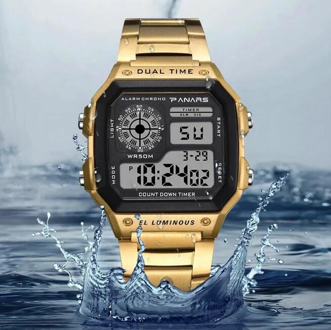 CASIO LED digital, sportowy, MILITARY, SWIMM zegarek