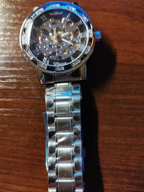 zegarek srebrny SKELETON mechaniczny na RUBINACH --> metalow