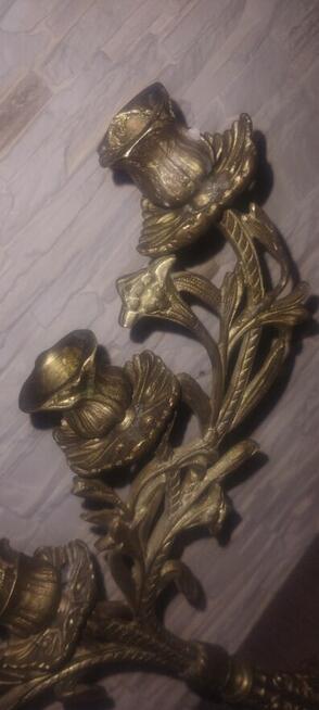 Przepiękny unikatowy świecznik pięcioramienny wykonany z mos