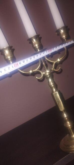 ŚWIECZNIK TRZY RAMIENNY Z MOSIĄDZU