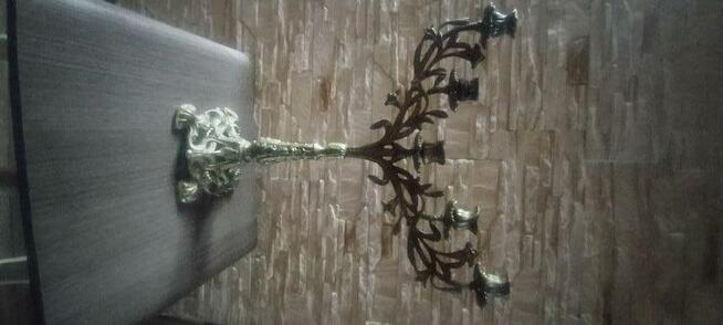 Przepiękny unikatowy świecznik pięcioramienny wykonany z mos