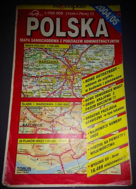 Mapa Samochodowa Polska 2004/05 z podziałem administracyjnym