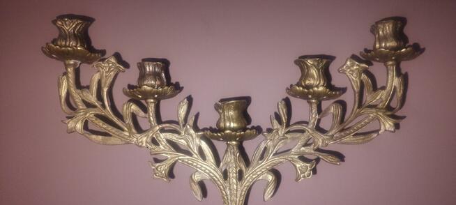 Unikatowy świecznik pięcioramienny wykonany z mosiądzu