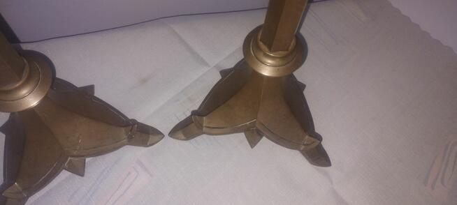 Dwa świeczniki stojące _witraze z mosiądzu