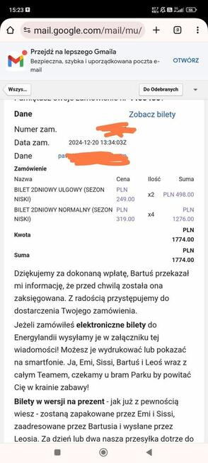 2 dniowe Bilety energylandia