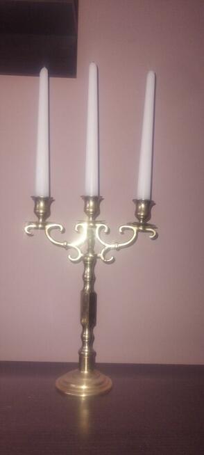 ŚWIECZNIK TRZY RAMIENNY Z MOSIĄDZU