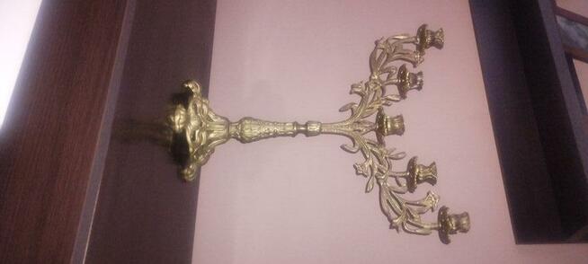 Unikatowy świecznik pięcioramienny wykonany z mosiądzu