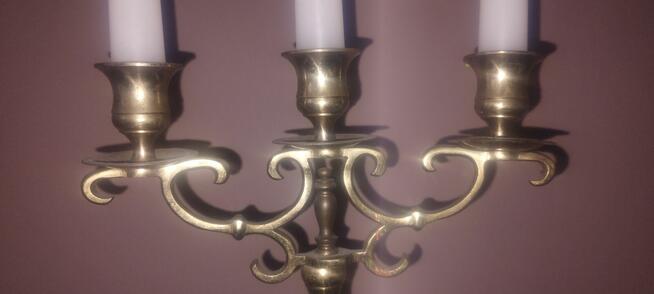 ŚWIECZNIK TRZY RAMIENNY Z MOSIĄDZU