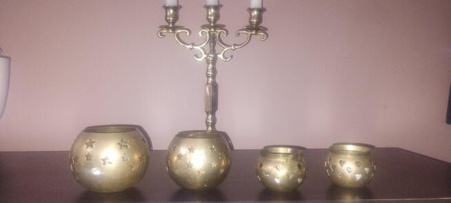 ŚWIECZNIK TRZY RAMIENNY Z MOSIĄDZU