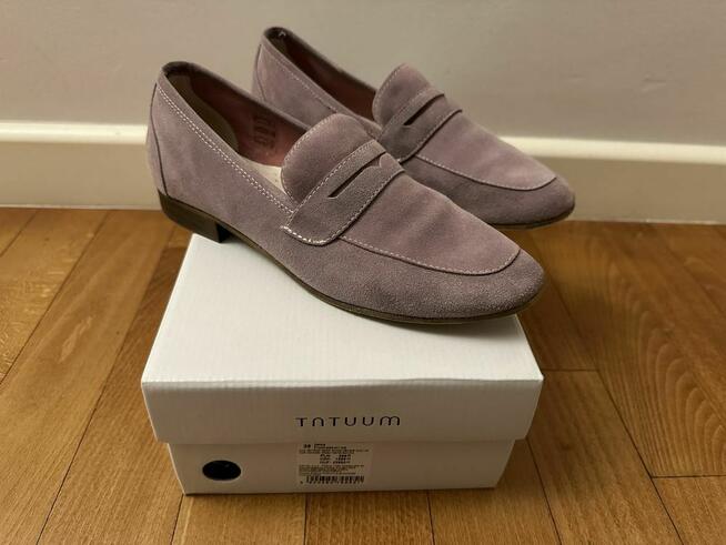 Mokasyny Liliowe ze Skóry Zamszowej - Tatuum - Rozmiar 38