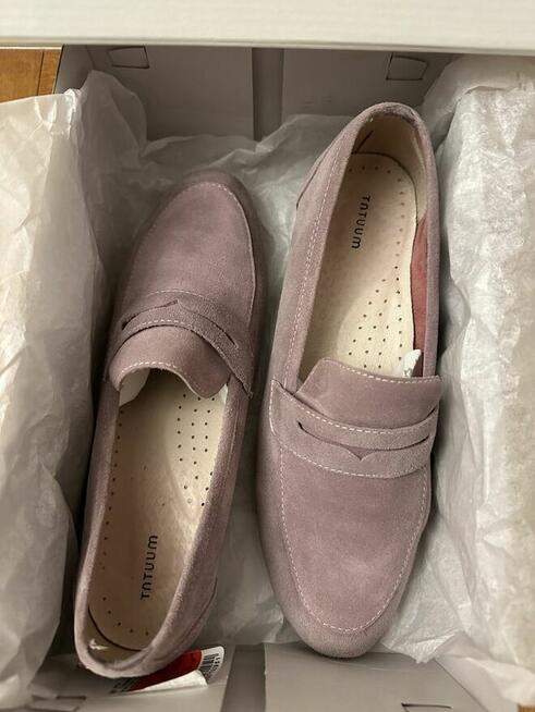 Mokasyny Liliowe ze Skóry Zamszowej - Tatuum - Rozmiar 38