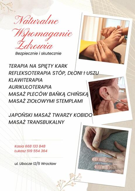 Refleksoterapia, klawiterapia, Kobido, masaż transbukalny,