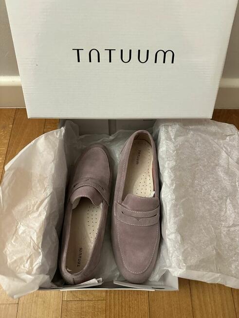 Mokasyny Liliowe ze Skóry Zamszowej - Tatuum - Rozmiar 38