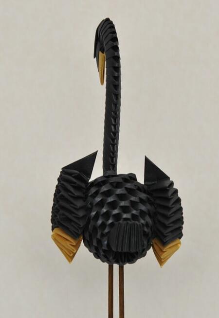 Flaming - origami modułowe 3D, papier metaliczny - czarny