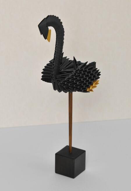 Flaming - origami modułowe 3D, papier metaliczny - czarny