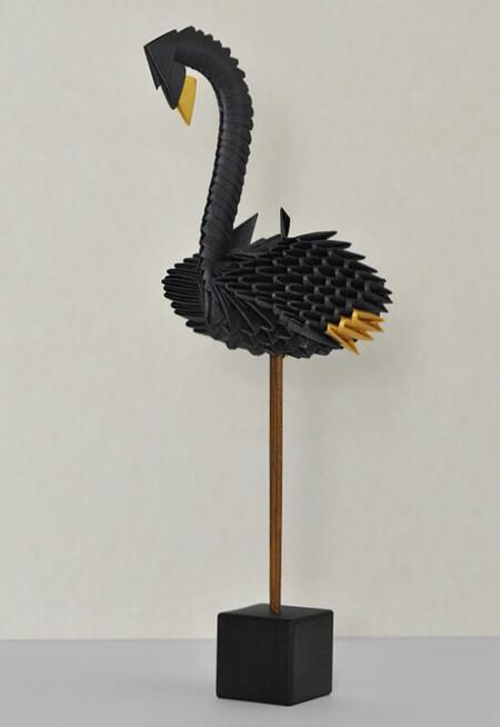 Flaming - origami modułowe 3D, papier metaliczny - czarny