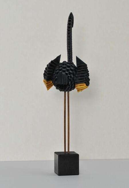 Flaming - origami modułowe 3D, papier metaliczny - czarny