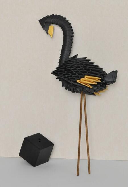 Flaming - origami modułowe 3D, papier metaliczny - czarny