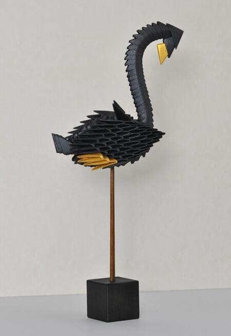 Flaming - origami modułowe 3D, papier metaliczny - czarny