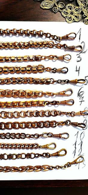 Dewizki stare do zegarków kieszonkowych złocone 18 K złotem