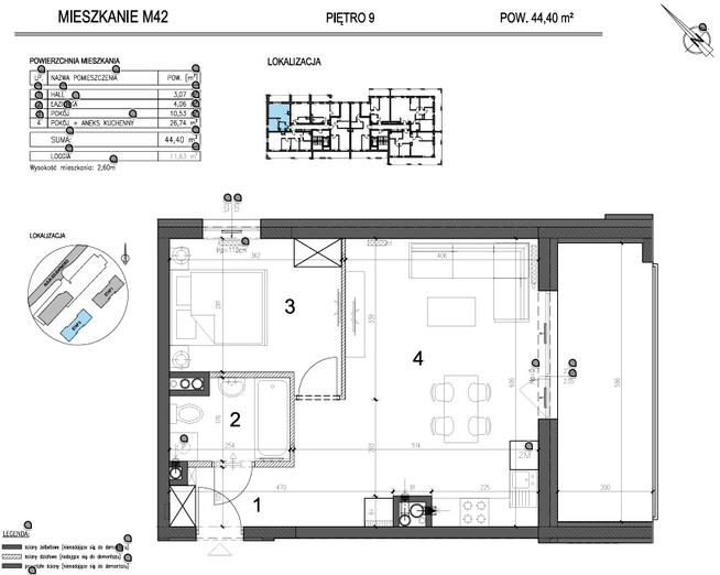 Nowe > 2 pokoje > 44,4 m2 > Al. Solidarności