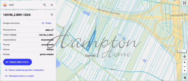Działka usługowa Dawidy gm. Raszyn,