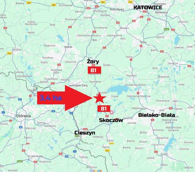 Działka Bąków gm. Strumień