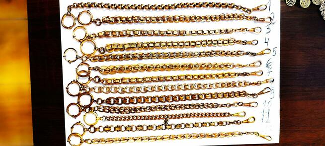 Dewizki stare do zegarków kieszonkowych złocone 18 K złotem