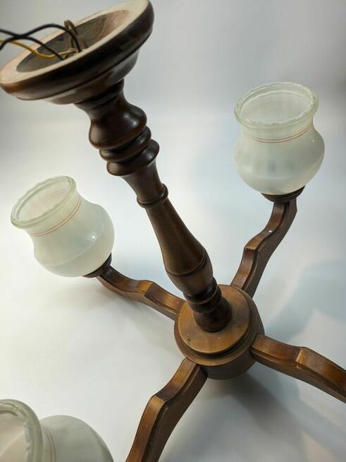 Żyrandol drewniany PRL 1987 Otwock